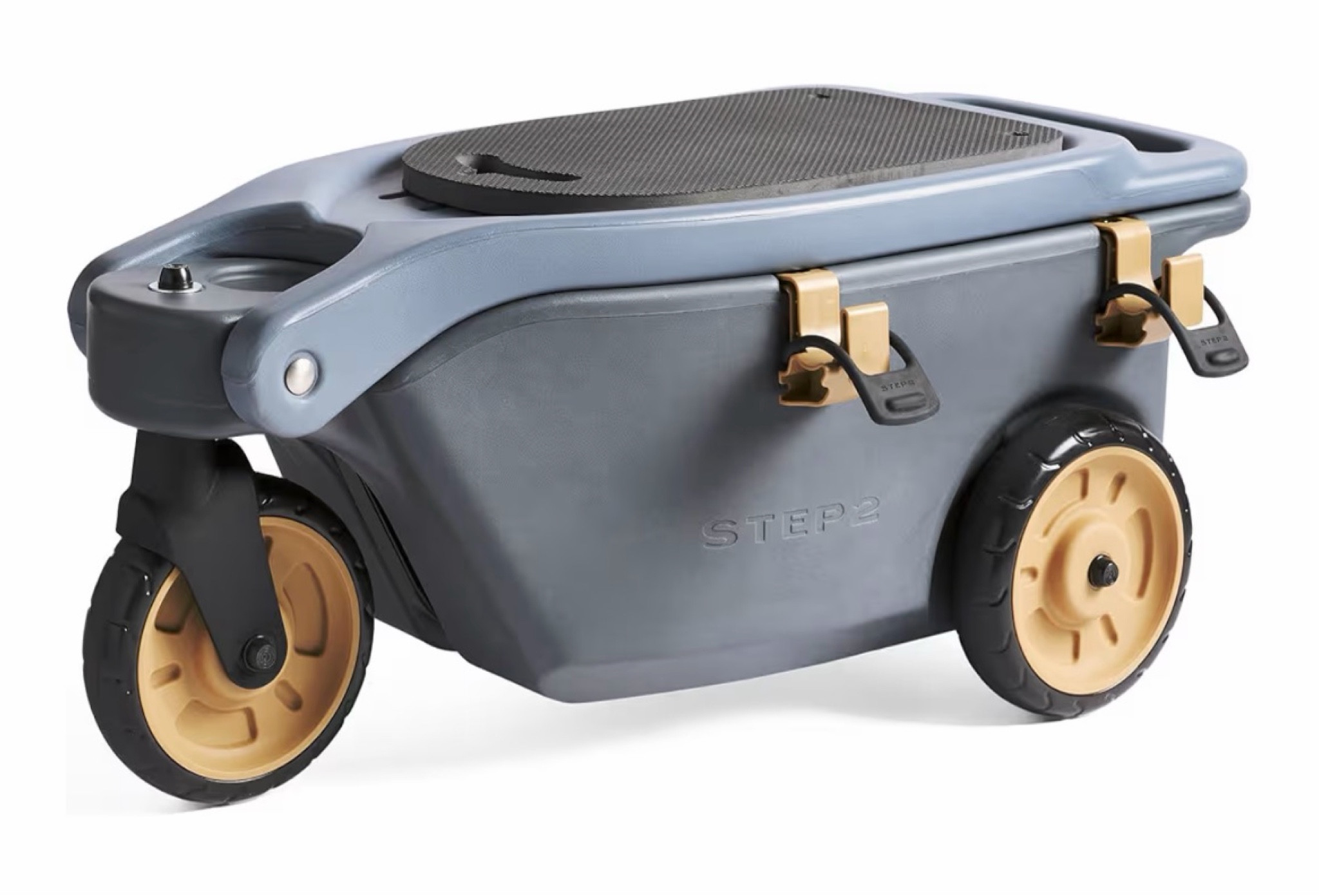 Step2 EverTough Garden Hopper Rolling Gardening Cart with Seat, Heavy-Duty Wheels, Tool Storage, Durable Resin Yard Wagon, Easy to Clean, 300 lb Capacity