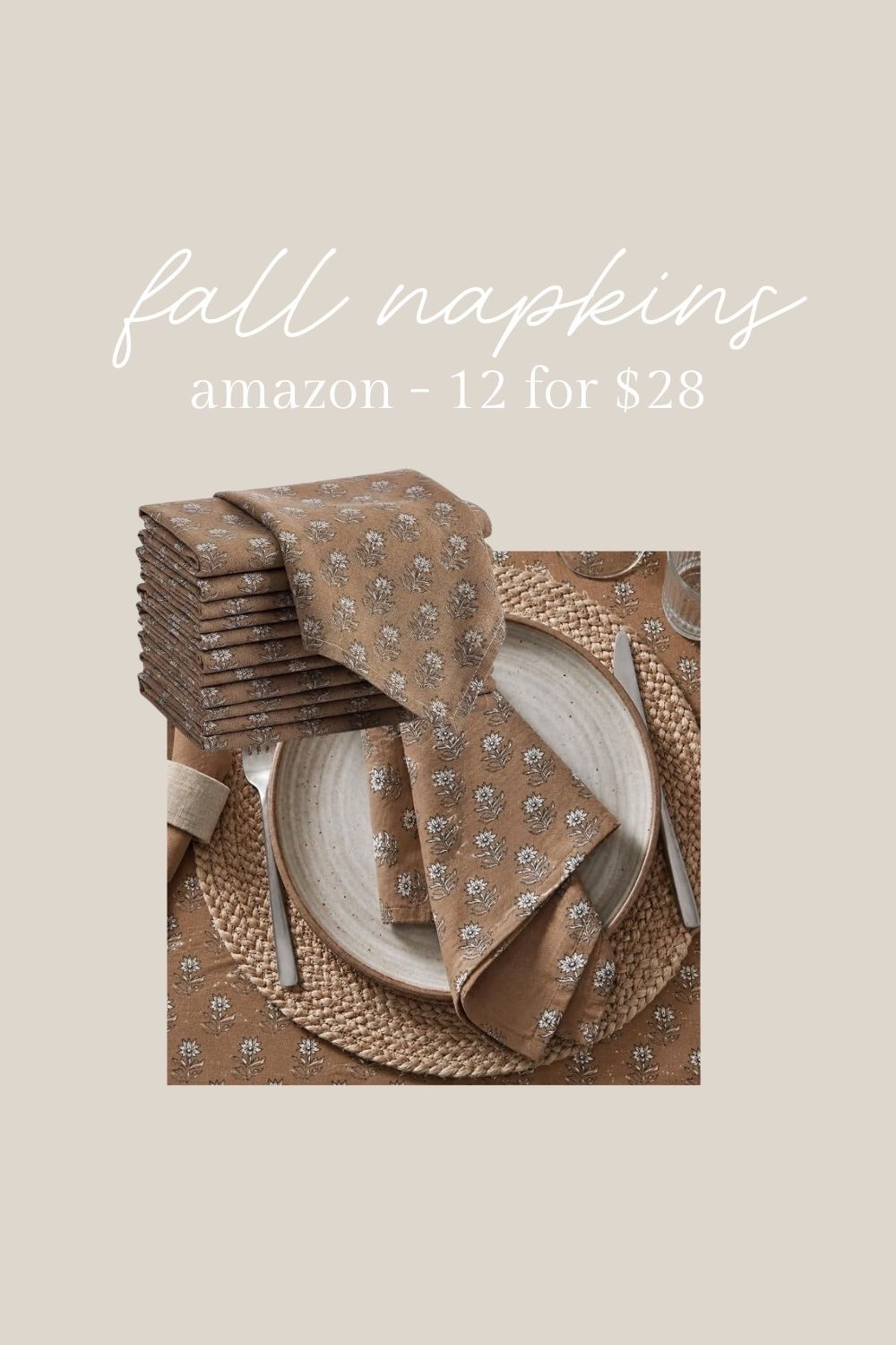 Love these block print napkins for Fall!! So many pretty color options. Only $28 for 12! Think Thanksgiving table!

#LTKSeasonal #LTKHome