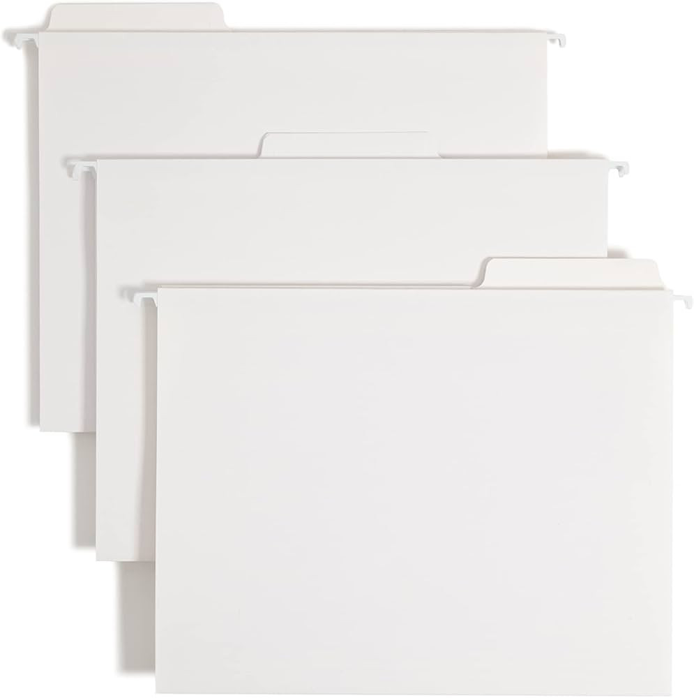 Smead FasTab Hanging File Folder, 1/3-Cut Built-in Tab, Letter Size, White, 20 per Box (64002) | Amazon (US)