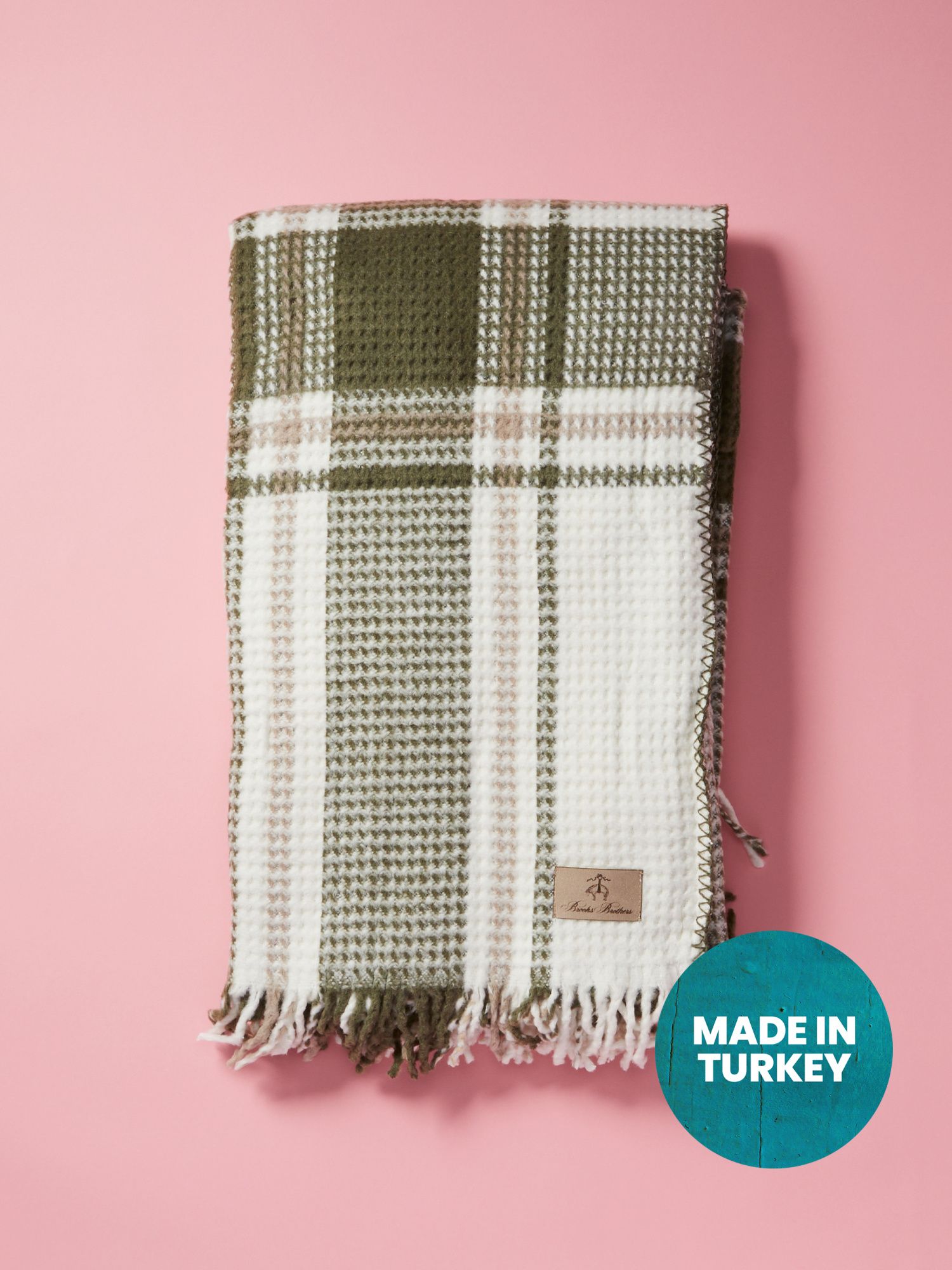 Made In Turkey 57x77 Greenly Plaid Cotton Throw | Living Room | HomeGoods | HomeGoods