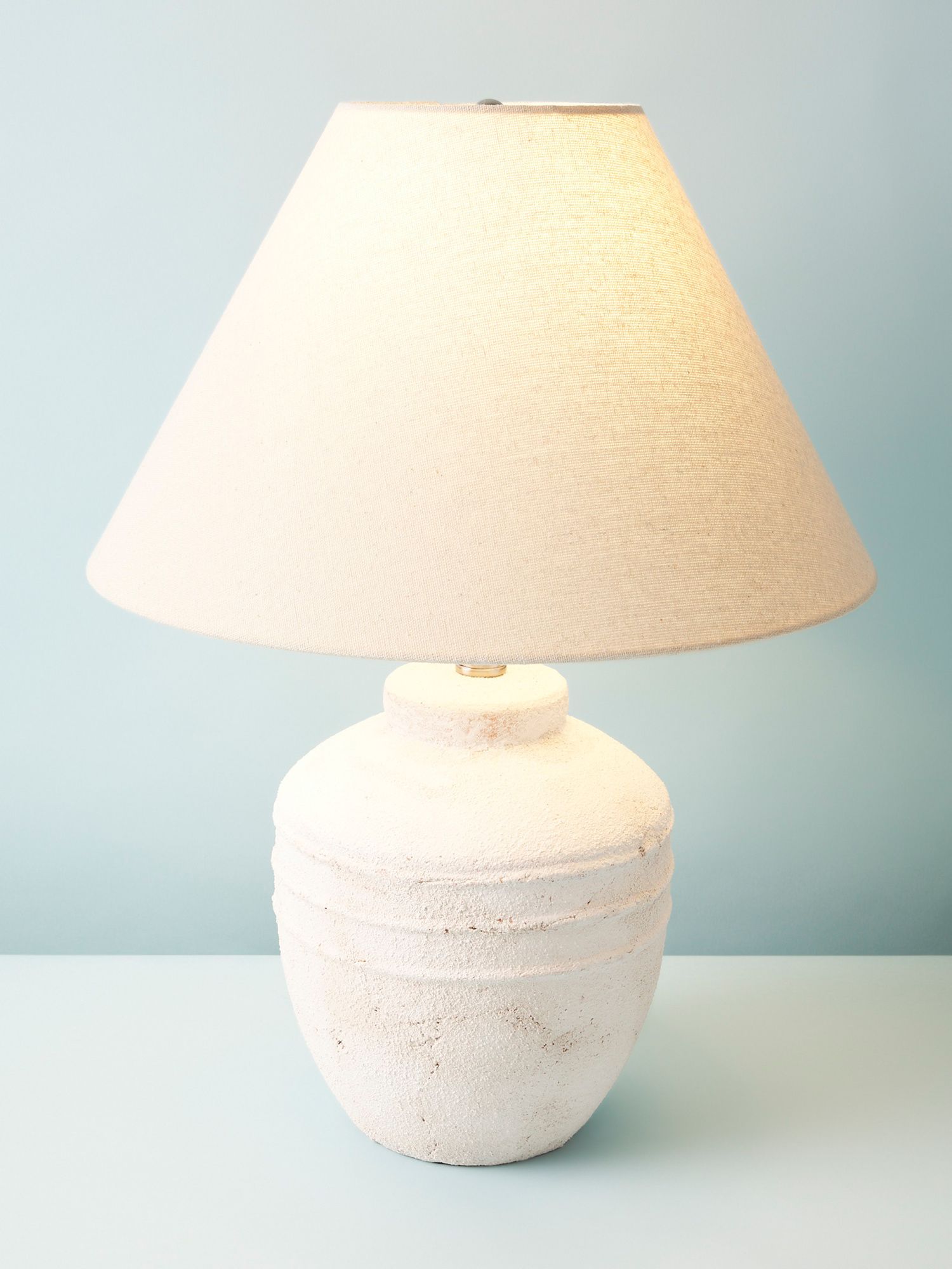 23in Whitewashed Terracotta Pot Lamp | HomeGoods