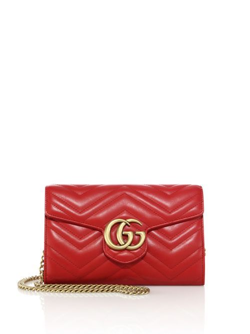 GG Marmont Matelass&#233; Leather Chain Wallet | Saks Fifth Avenue