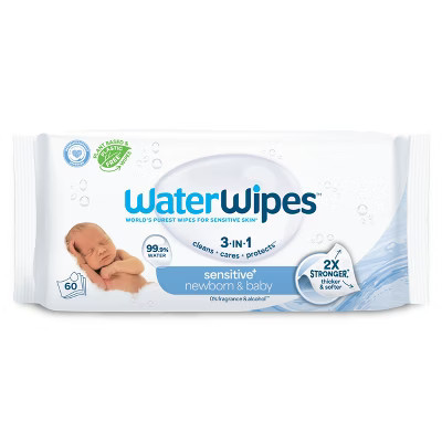 WaterWipes Sensitive+ Newborn & Baby Wipes, 3-In-1 Cleans, Cares, Protects, 99.9% Water, Unscented & Hypoallergenic - 60ct | Target