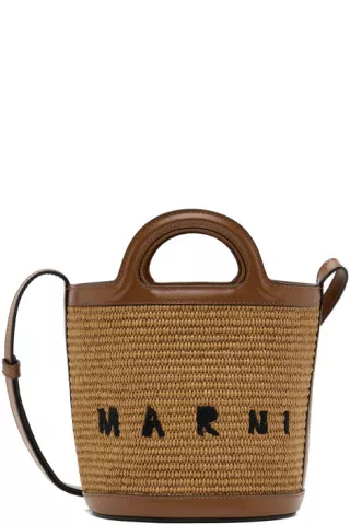 Tan Tropicalia micro leather cross-body bag, Marni