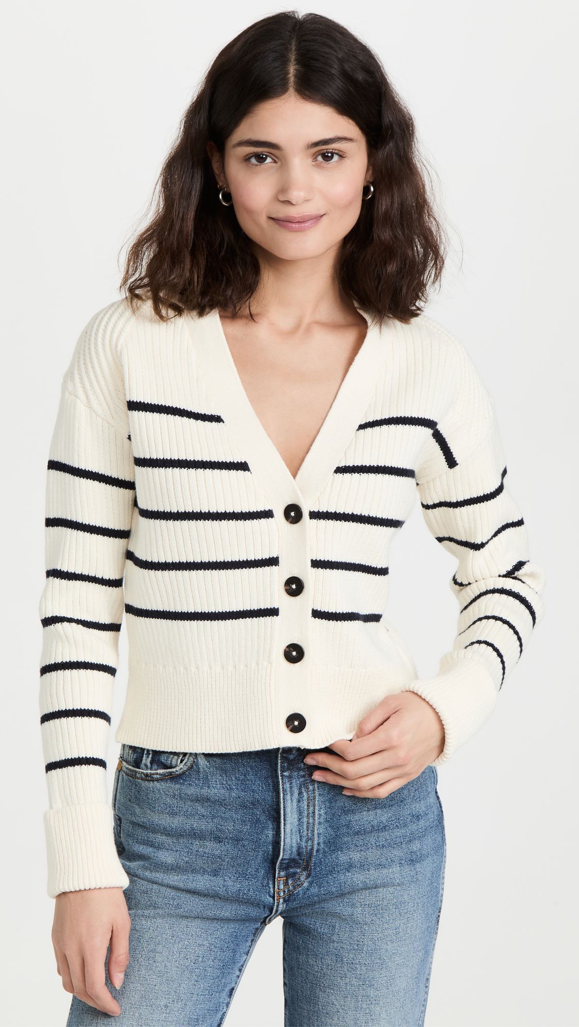 V Neck Striped Chunky Rib Sweater | Shopbop