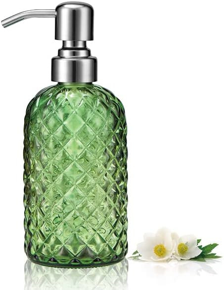 Aywaiw 12oz Kitchen Glass Soap Bottle, Bathroom Soap Dispenser, 304 Rustproof Stainless Steel Pum... | Amazon (US)