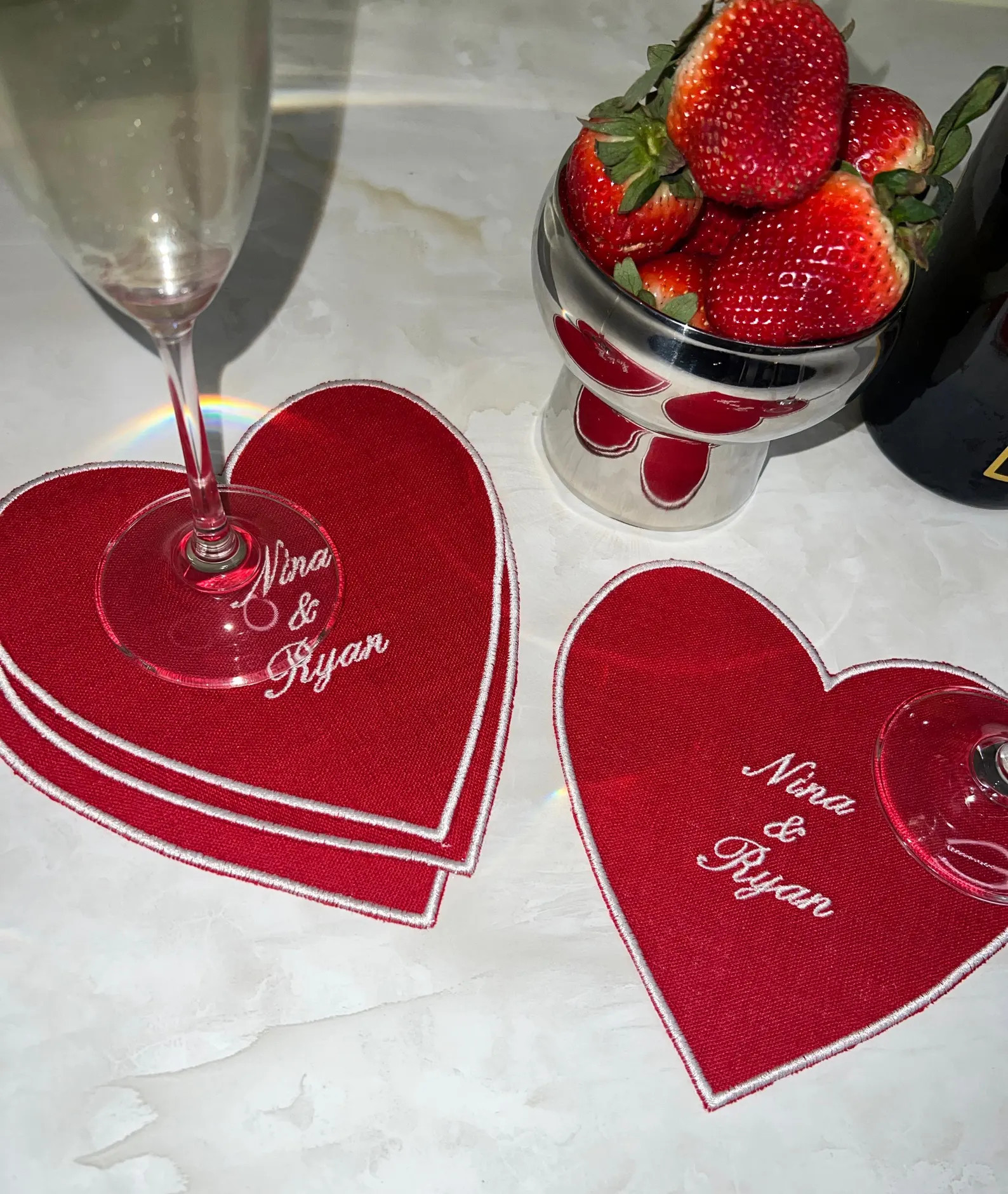 Personalized Heart Linen Cocktail Napkins: Engagement Gift, Set of 4 - Etsy | Etsy (US)