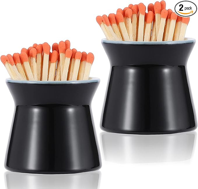 Haillai 2 Pack Match Holder with 6 Pcs Strikers, Handmade Ceramic Match Box for All Matches, Cute... | Amazon (US)