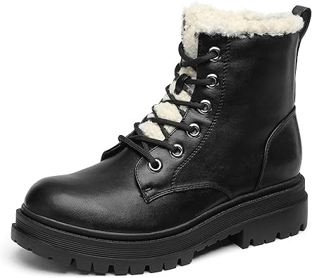 DREAM PAIRS Black Lace-up Combat Boots Ankle Booties for Women | Amazon (US)