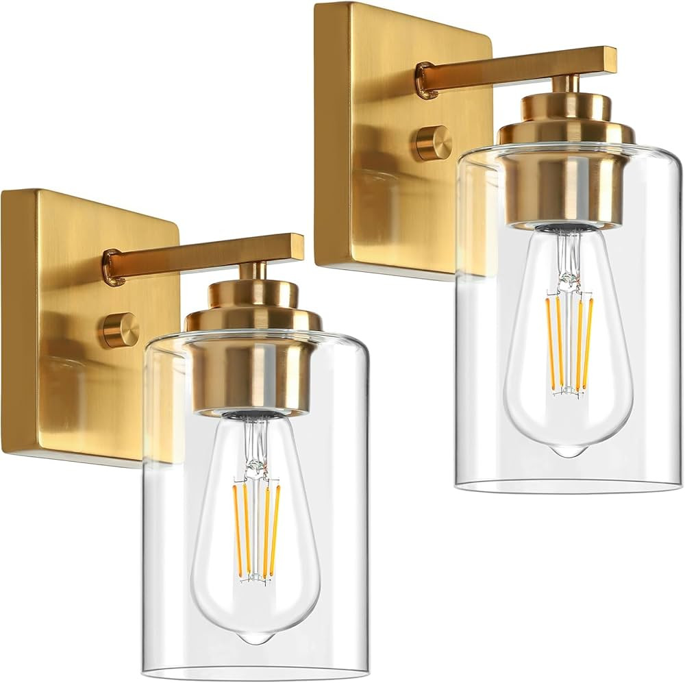 Wall Sconces, Gold Bathroom Light Fixtures, Modern Vanity Lights, Sconces Wall Lighting with Clea... | Amazon (US)