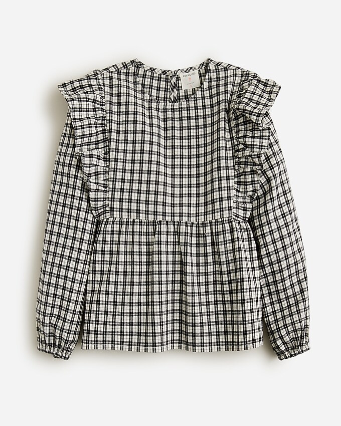 Girls' ruffle-shoulder flannel top | J. Crew US