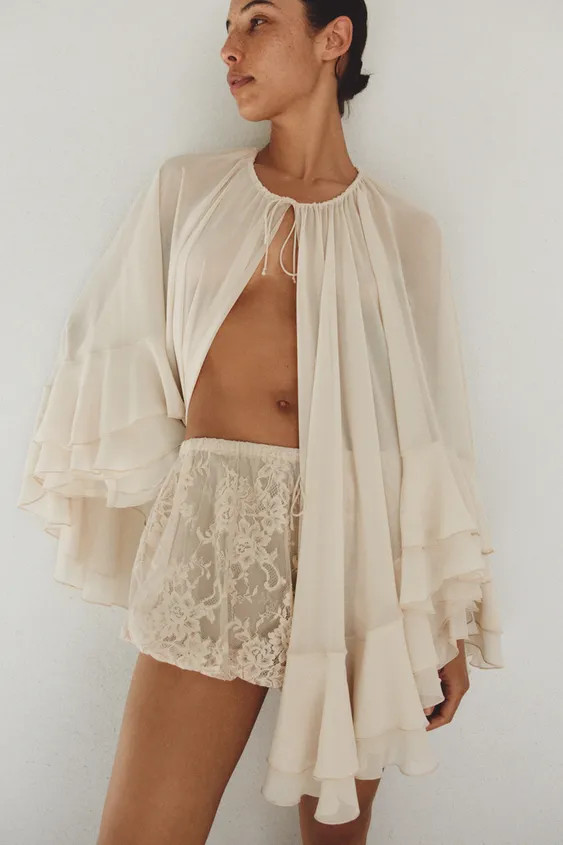 LACE SAROUEL SHORTS | Zara UK