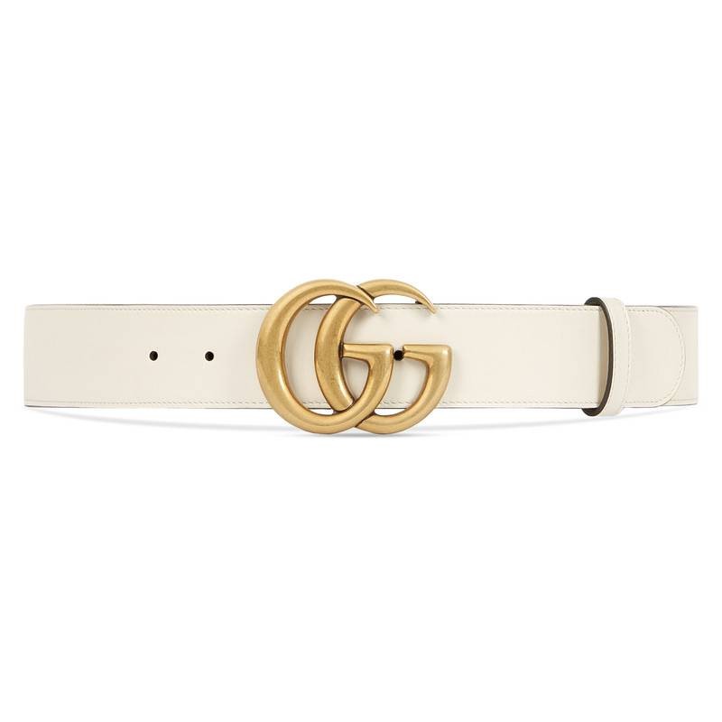 Leather belt with Double G buckle white | Gucci (US)