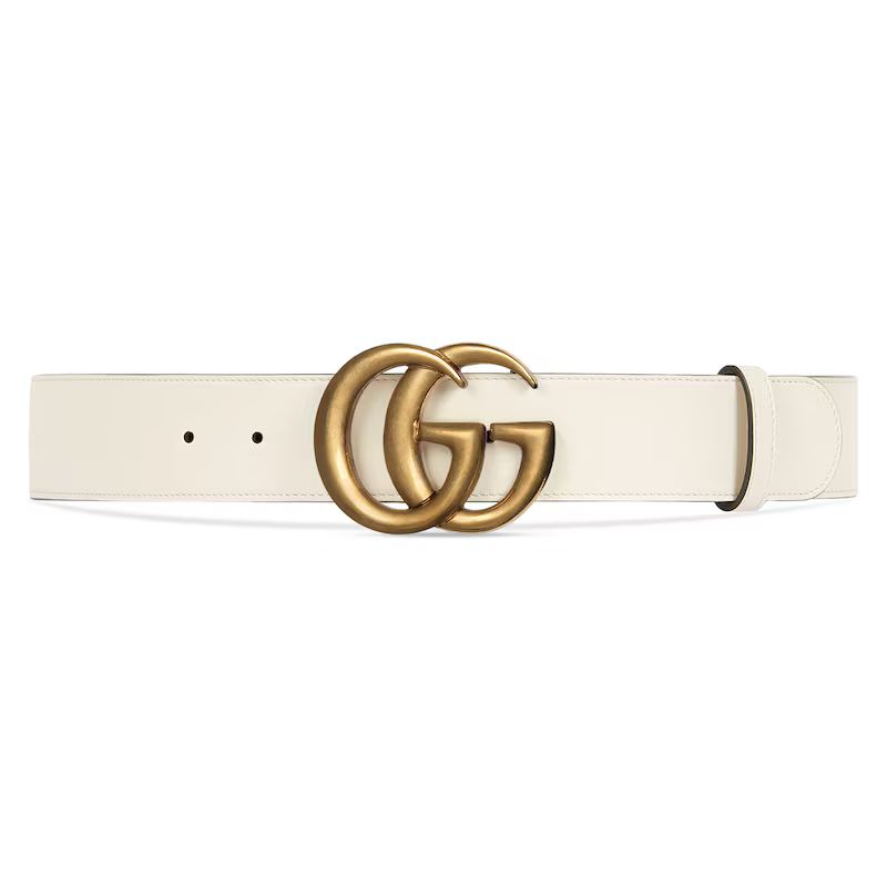 Leather belt with Double G buckle white | Gucci (US)