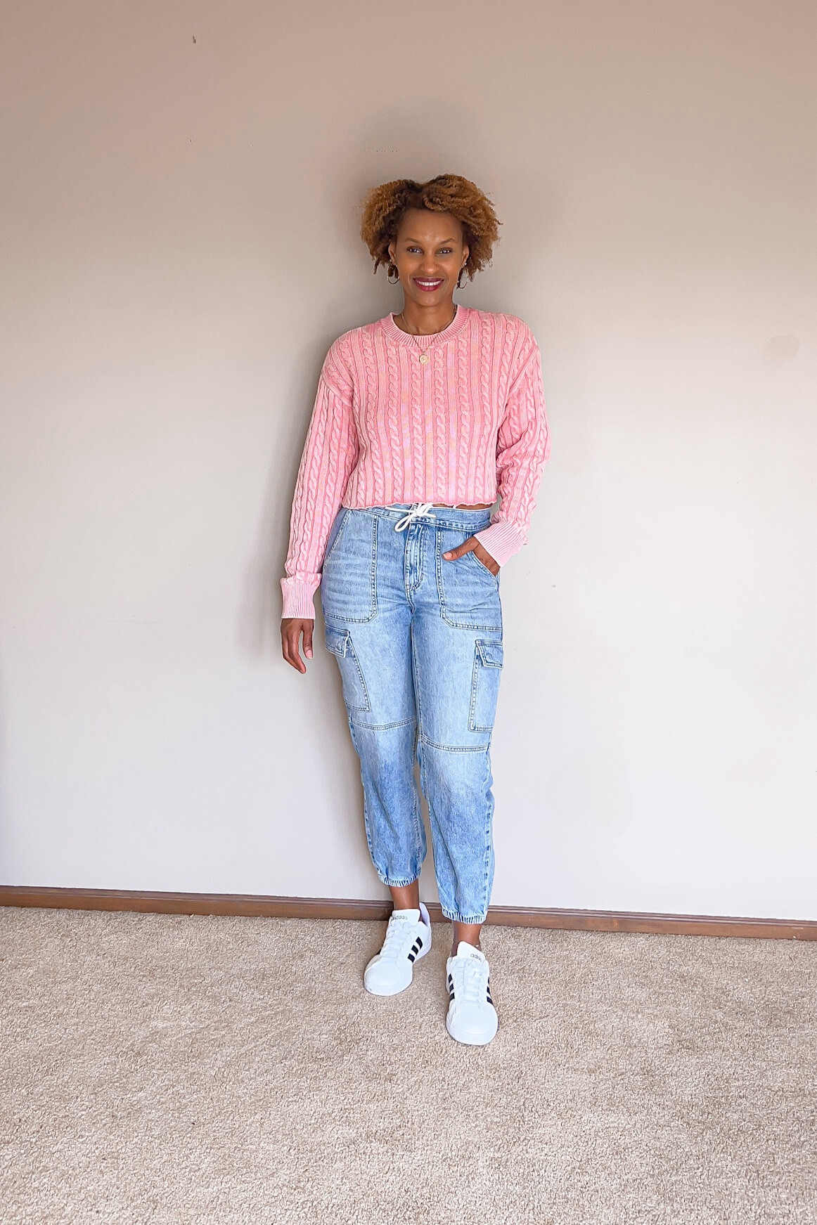 Cropped cable knit sweater from Aerie. Great casual outfit idea and nice for cooler evenings this spring. 

#LTKover40 #LTKSeasonal