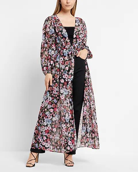 Floral Long Sleeve Maxi Cover-Up | Express