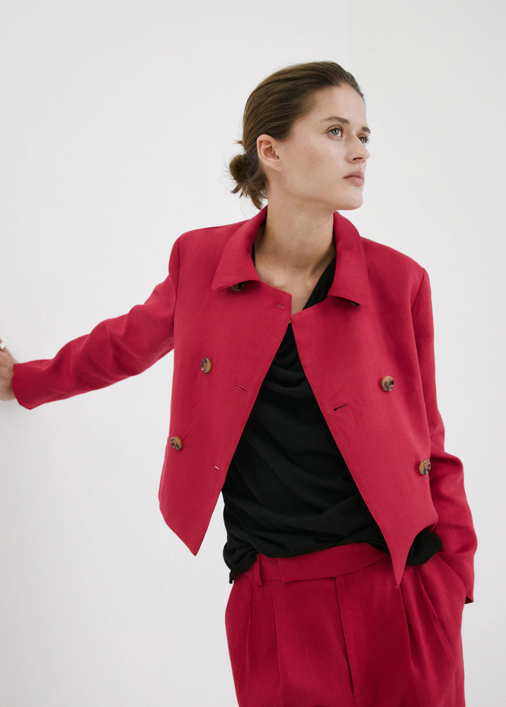 Double-breasted linen jacket | Mango (US/MX/AU)