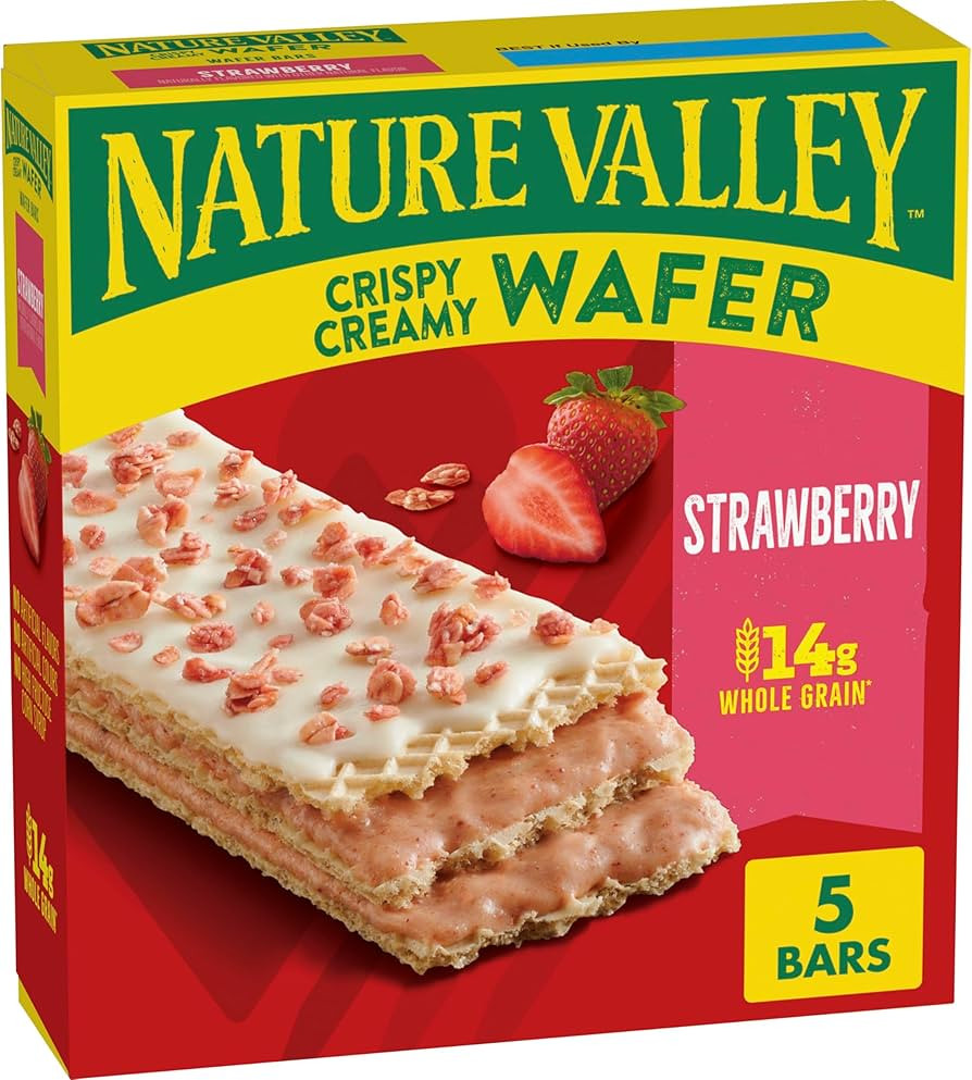 Nature Valley Crispy Creamy Wafer Bars, Strawberry, Whole Grain, 5 Bars, 6.5 oz | Amazon (US)
