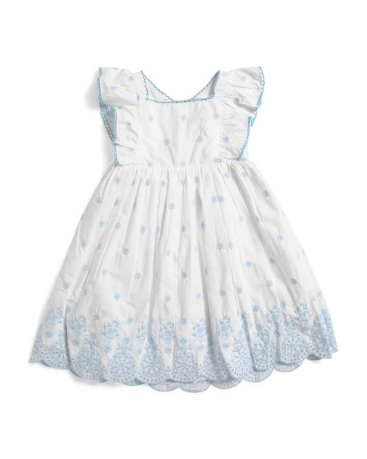 Toddler Girls Scalloped Embroidered Dress | TJ Maxx