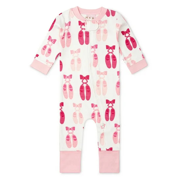 M+A by Monica + Andy Organic Cotton Gender Neutral Long Sleeve Baby One-Piece Pajama, Sizes Newbo... | Walmart (US)