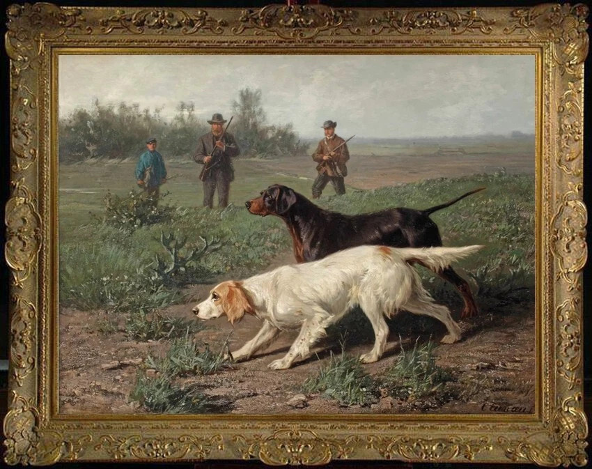 handmade Antique Oil Painting animal Portrait hunting dog on canvas 30"x40" | eBay US