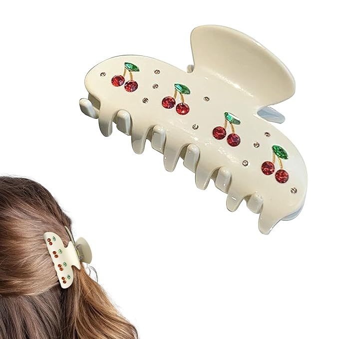 1 Pack Cherry Hair Claw Clips for Women, Acrylic Material Cherry Hair Clip, Cute Hair Claws with ... | Amazon (US)