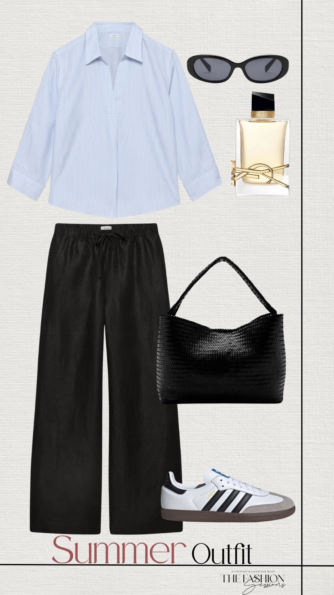 Summer Outfit | Striped Linen Top | Black Linen Pants | Black woven bag

#LTKootd #LTKSeasonal