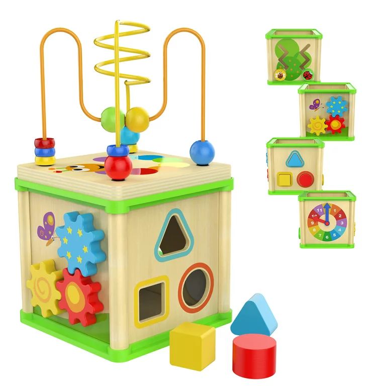 TOP BRIGHT Toddler Toys for 1 2 Year Old Girl Boy Baby Toys for 12 24 Months Wooden Activity Cube... | Walmart (US)