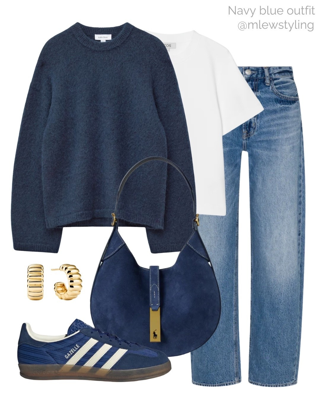 Navy blue fall outfit 💙

Tags: other stories mohair sweater, pistola barrel leg jeans, COS white t-shirt, polo Ralph Lauren blue suede bag, blue adidas gazelle sneakers, Mejuri gold hoop earrings, autumn fashion, weekend outfit, everyday look 

#LTKShoeCrush #LTKStyleTip #LTKItBag