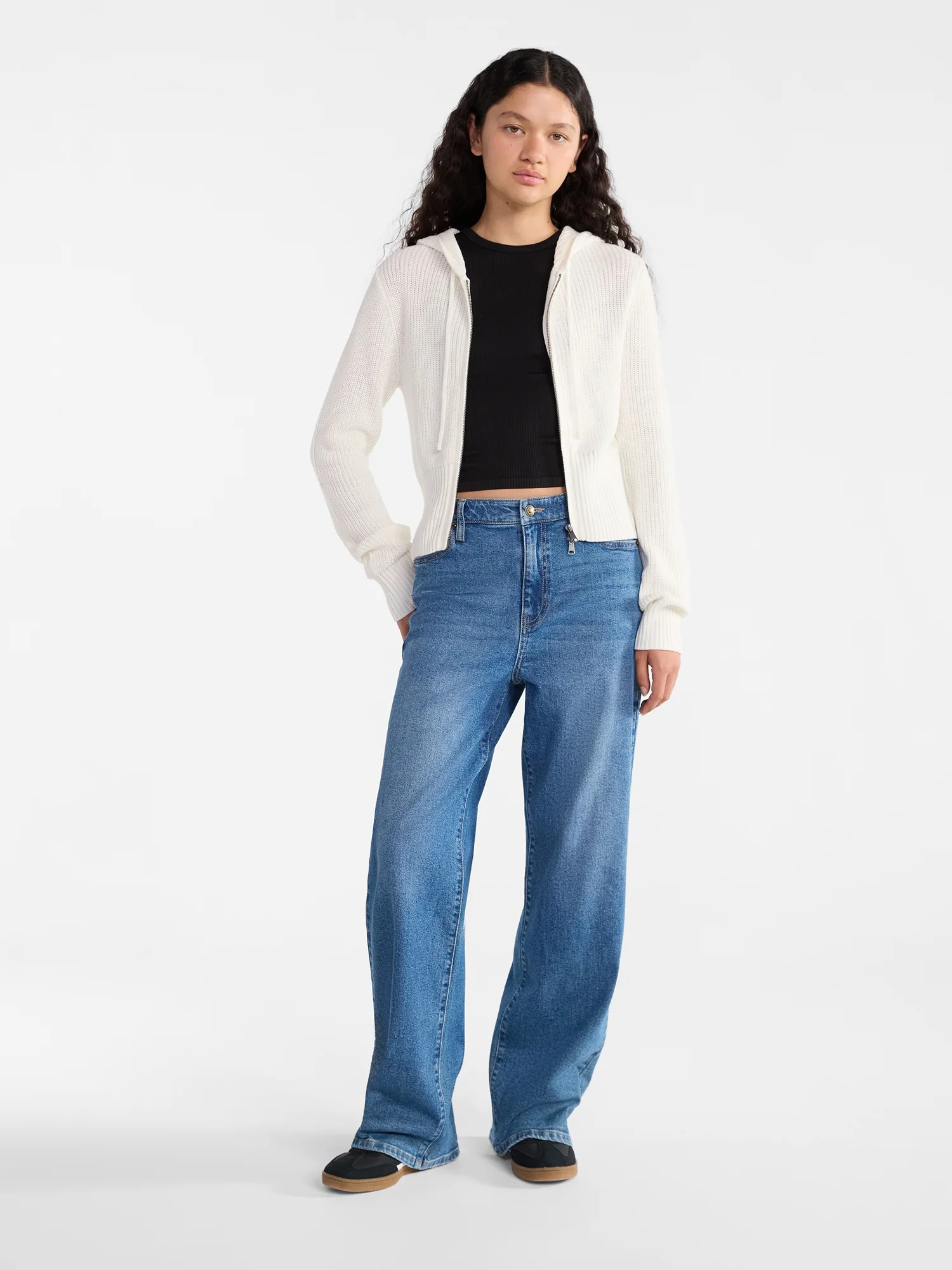 No Boundaries Two Way Zip Up Hoodie Sweater, Lightweight, Women's | Walmart (US)