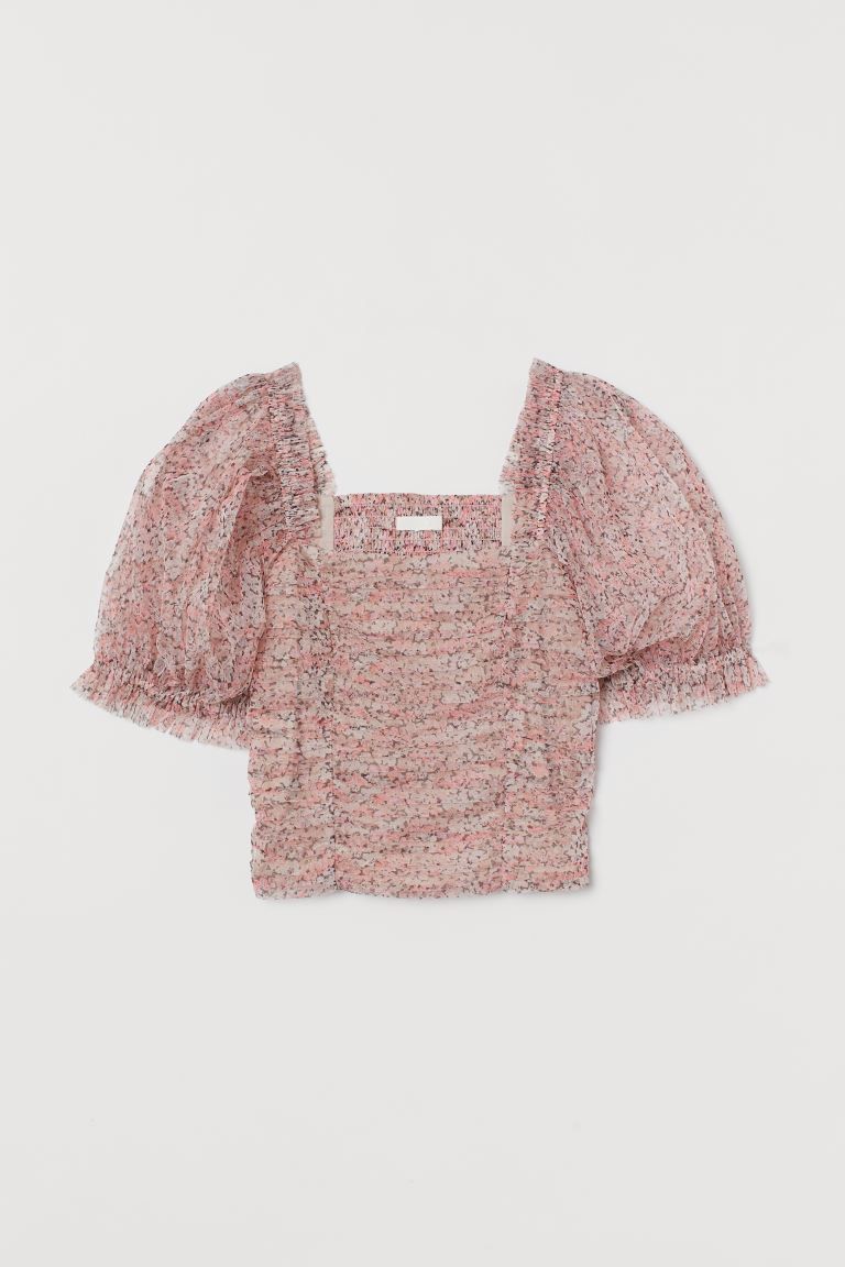 Puff-sleeved Mesh Top | H&M (US + CA)