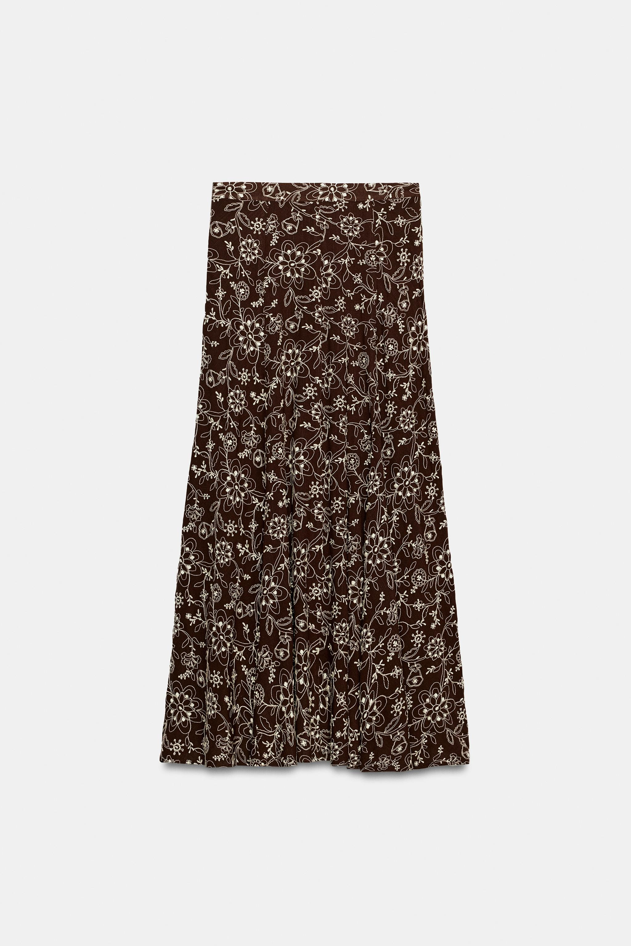 EMBROIDERED MIDI SKIRT | Zara UK