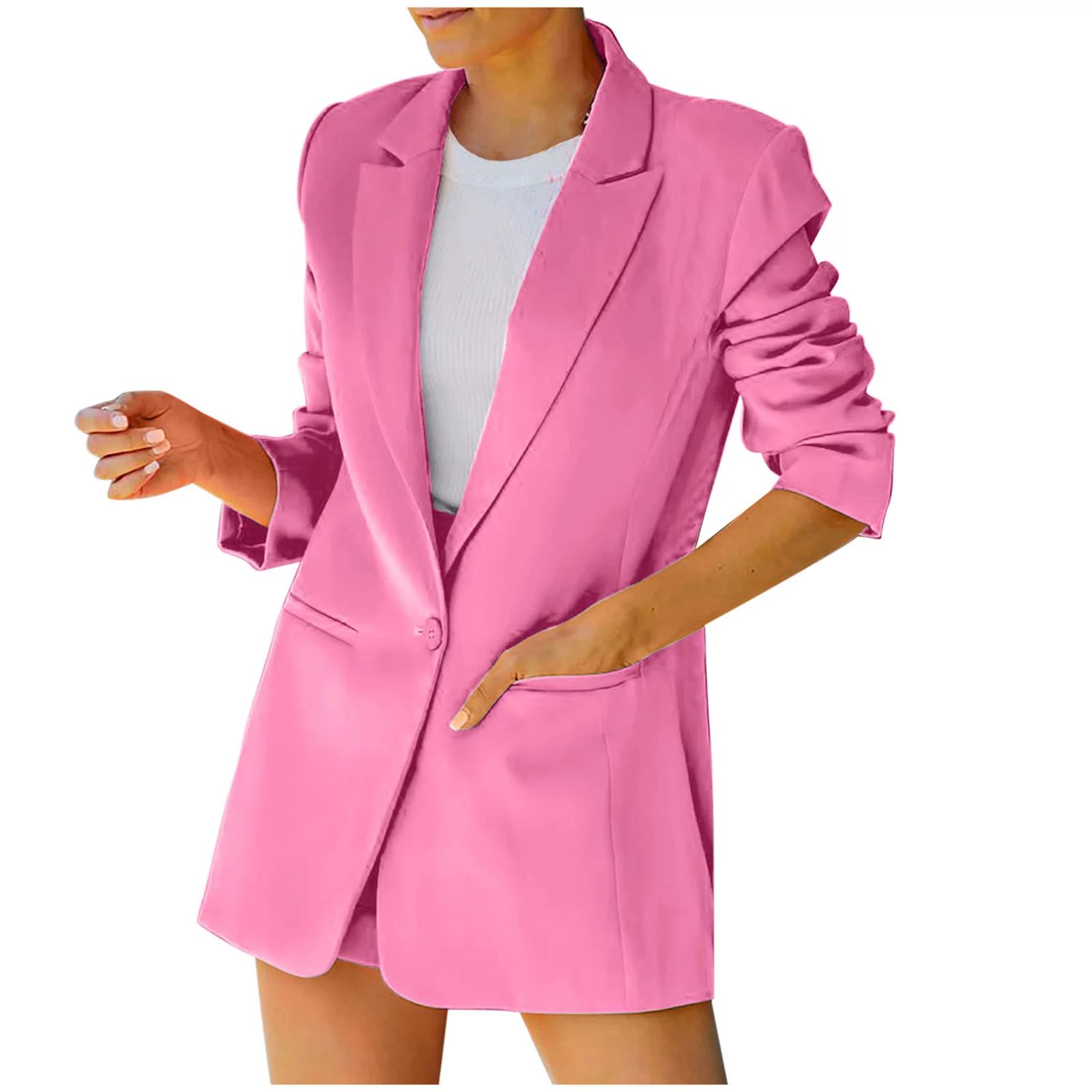 Paiwinds Women's Plus Size Blazer, Business Long Sleeve Blazer Work Office Coats Pocket Back Slit... | Walmart (US)