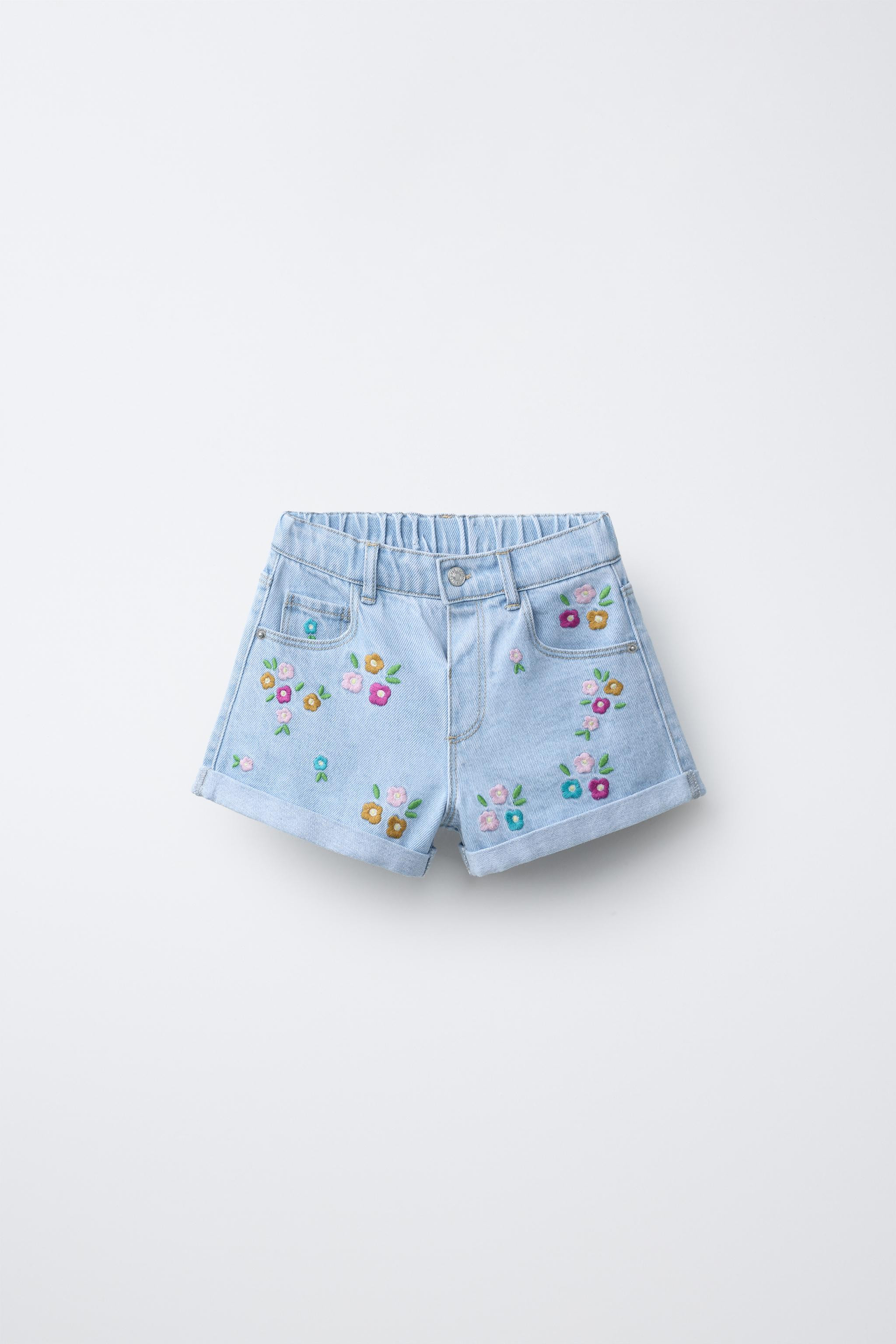 EMBROIDERED FLORAL DENIM SHORTS | Zara US