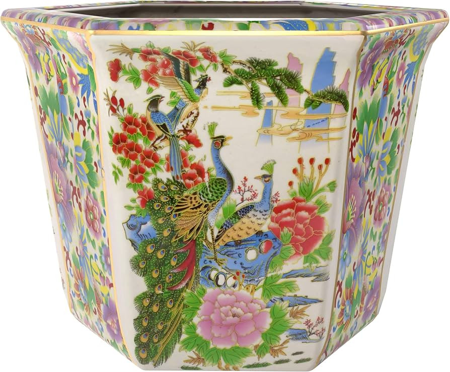10" Satsuma Birds & Flowers Porcelain Flower Pot | Amazon (US)