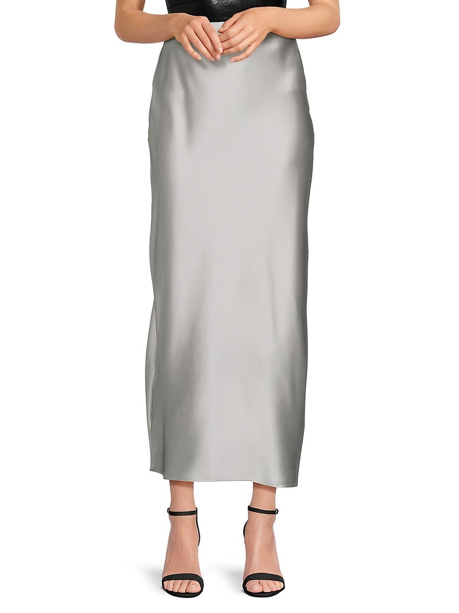 Renee C. Women's Satin Side Slit Maxi Skirt - Silver - Size S | Saks Fifth Avenue OFF 5TH