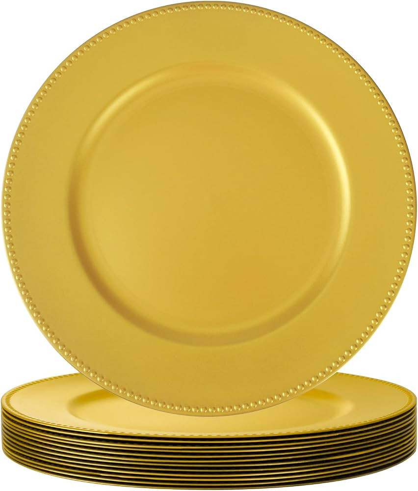 supernal 13" Gold Charger Plates Set of 12 - Round Plastic Chargers for Dinner Plates - Elegant T... | Amazon (US)