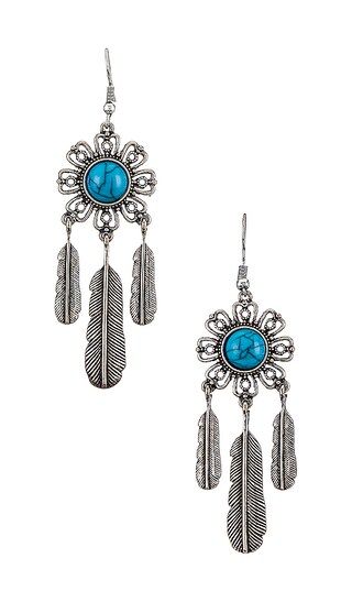 Western Turquoise Earring in Silver & Turquoise | Revolve Clothing (Global)