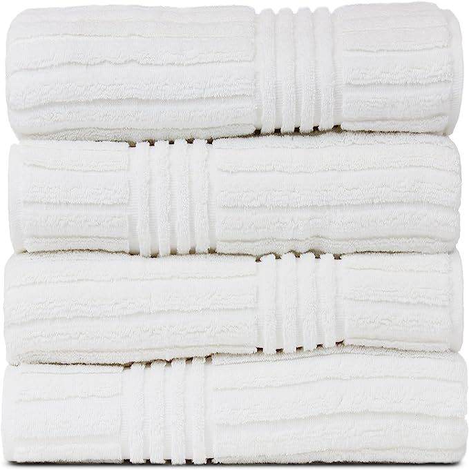 BC BARE COTTON Luxury Hotel & Spa 100% Natural Turkish Cotton Ribbed Channel Pattern Bath Towel (... | Amazon (US)