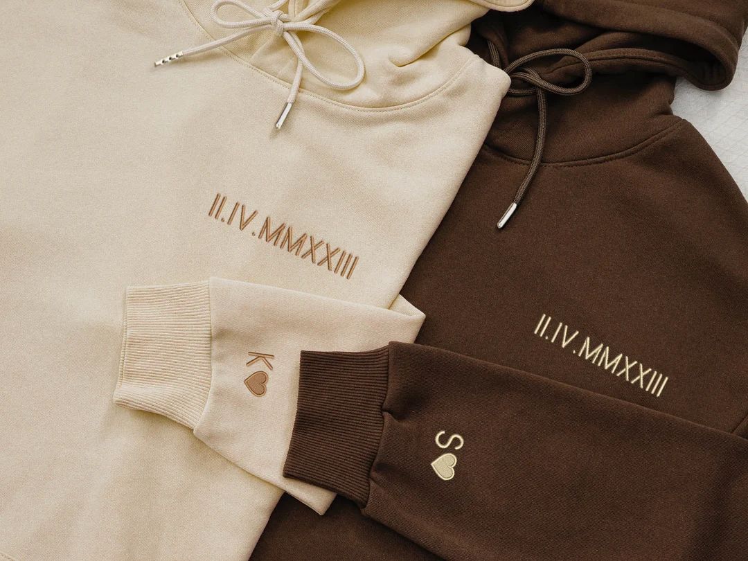 Custom Embroidered Couple Hoodiepersonalized Roman Numeral - Etsy | Etsy (US)