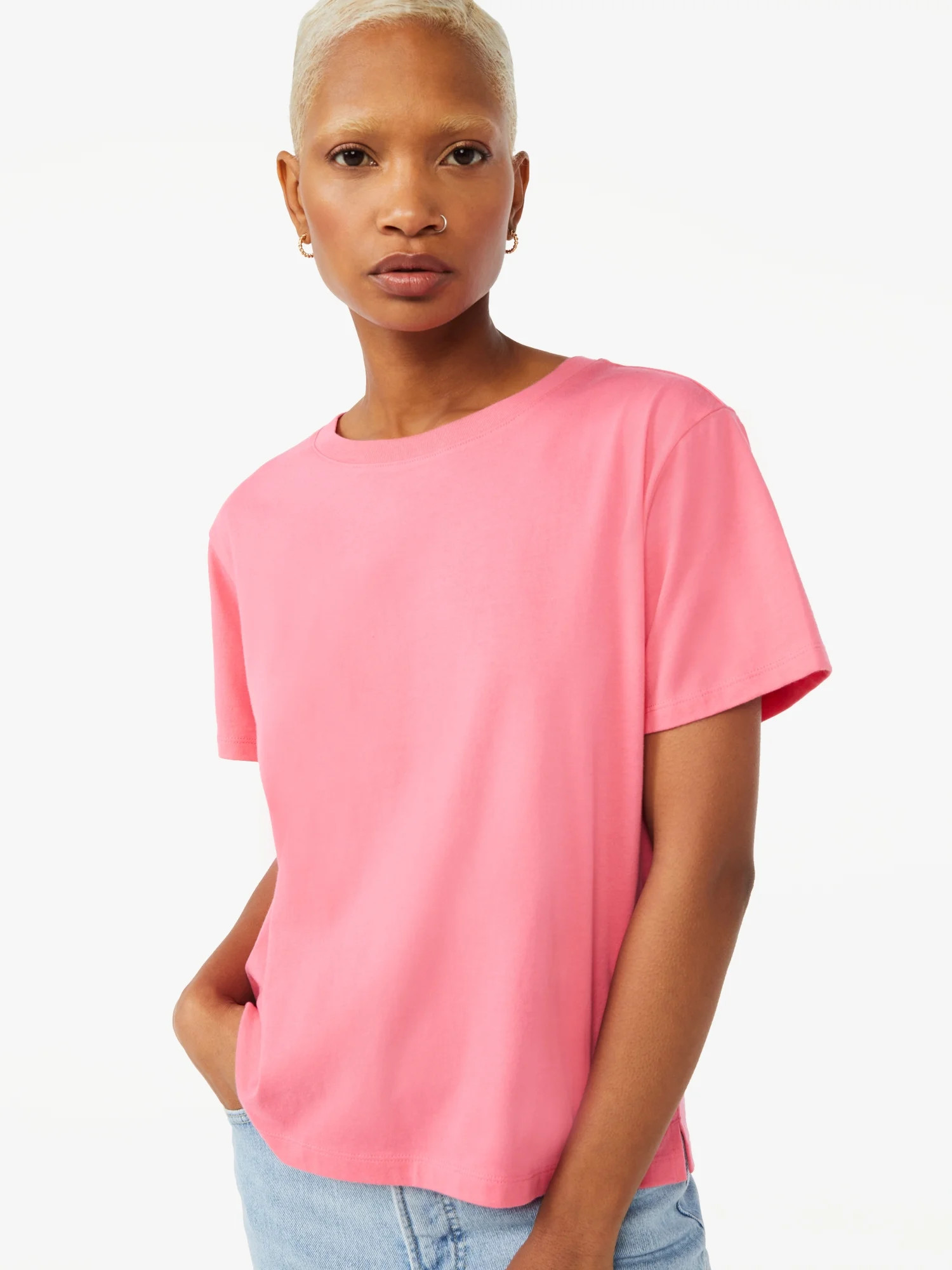Free Assembly Women's Crop Box Tee with Short Sleeves, Sizes XS-XXXL | Walmart (US)