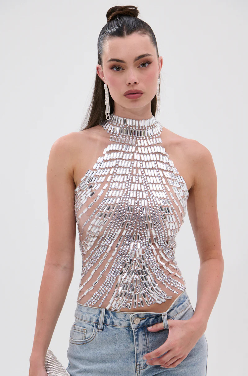 YOU KNOW THE DRILL RHINESTONE BLOUSE | AKIRA