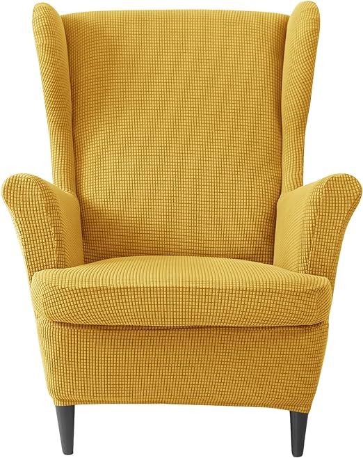 Stretch Wing Chair Slipcover 2 Piece, Jacquard Wingback Chair Slipcover Spandex Non Slip Wingback... | Amazon (US)