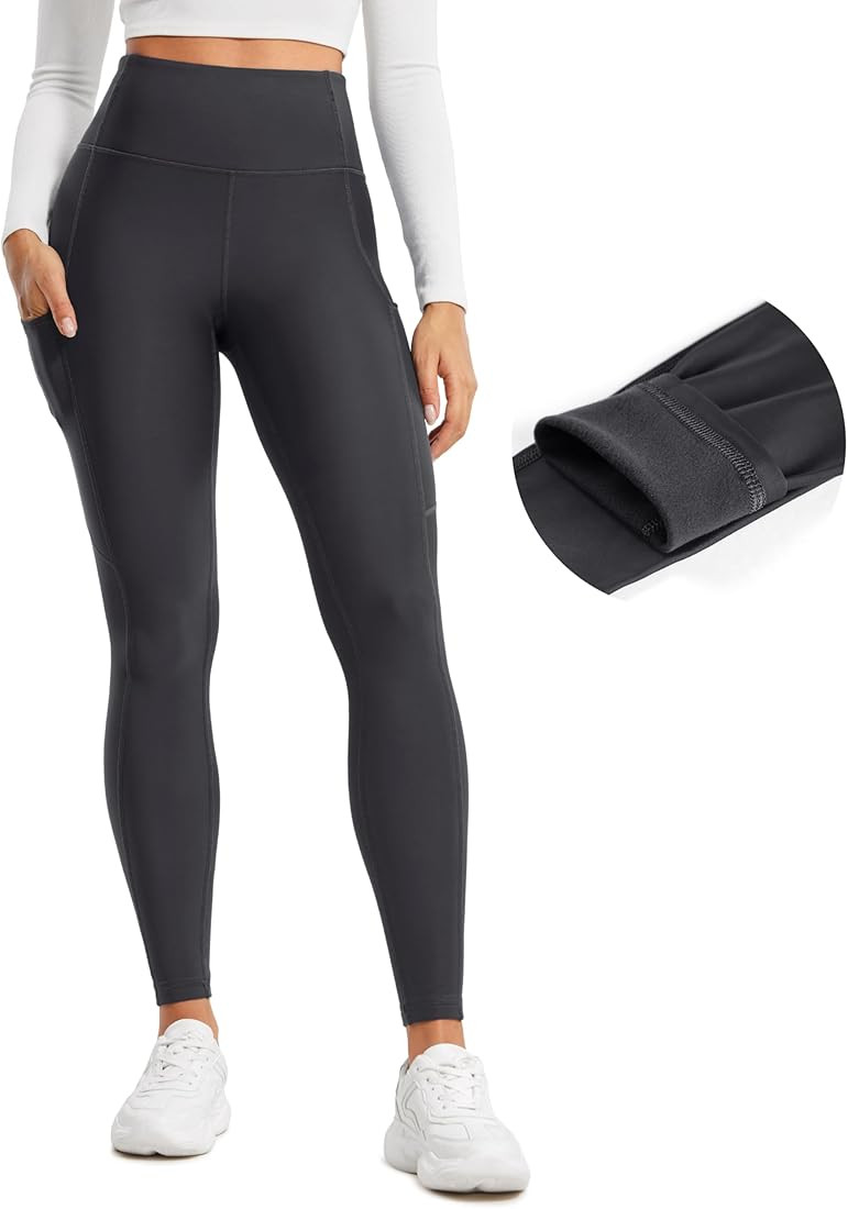CRZ YOGA Thermal Fleece Lined Leggings Women 28'' - Winter Warm High Waisted Hiking Pants with Po... | Amazon (US)