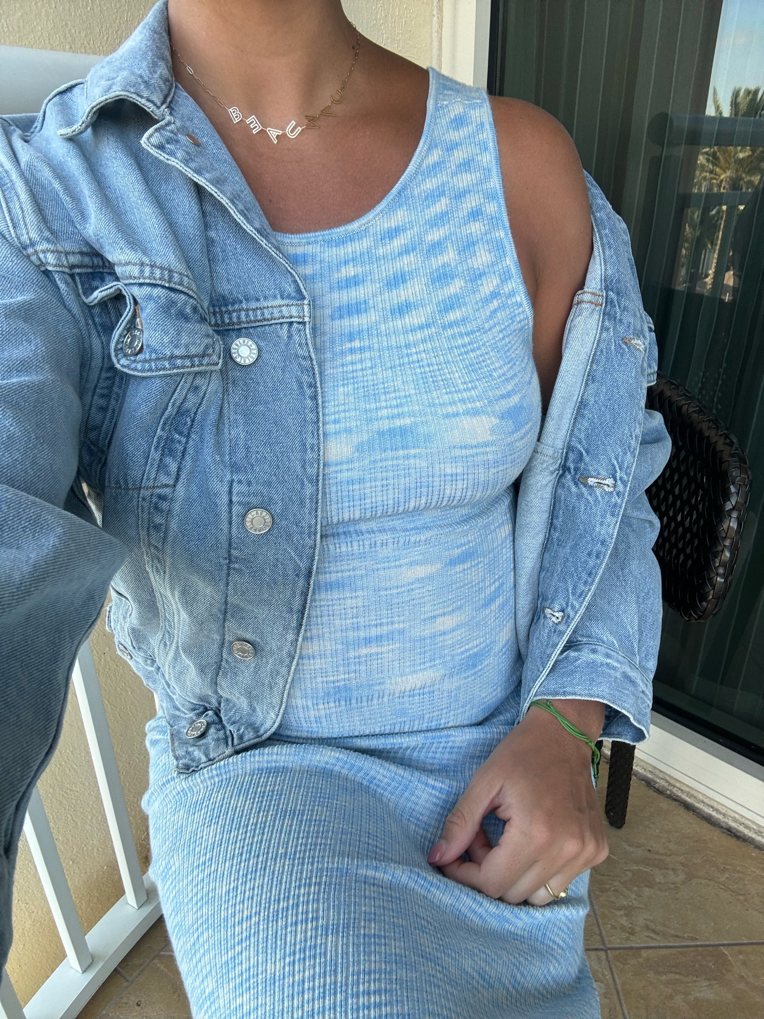 Dress is the brand elan size small , Jean jacket size xs (runs oversized) 

#LTKstyletip #LTKbump