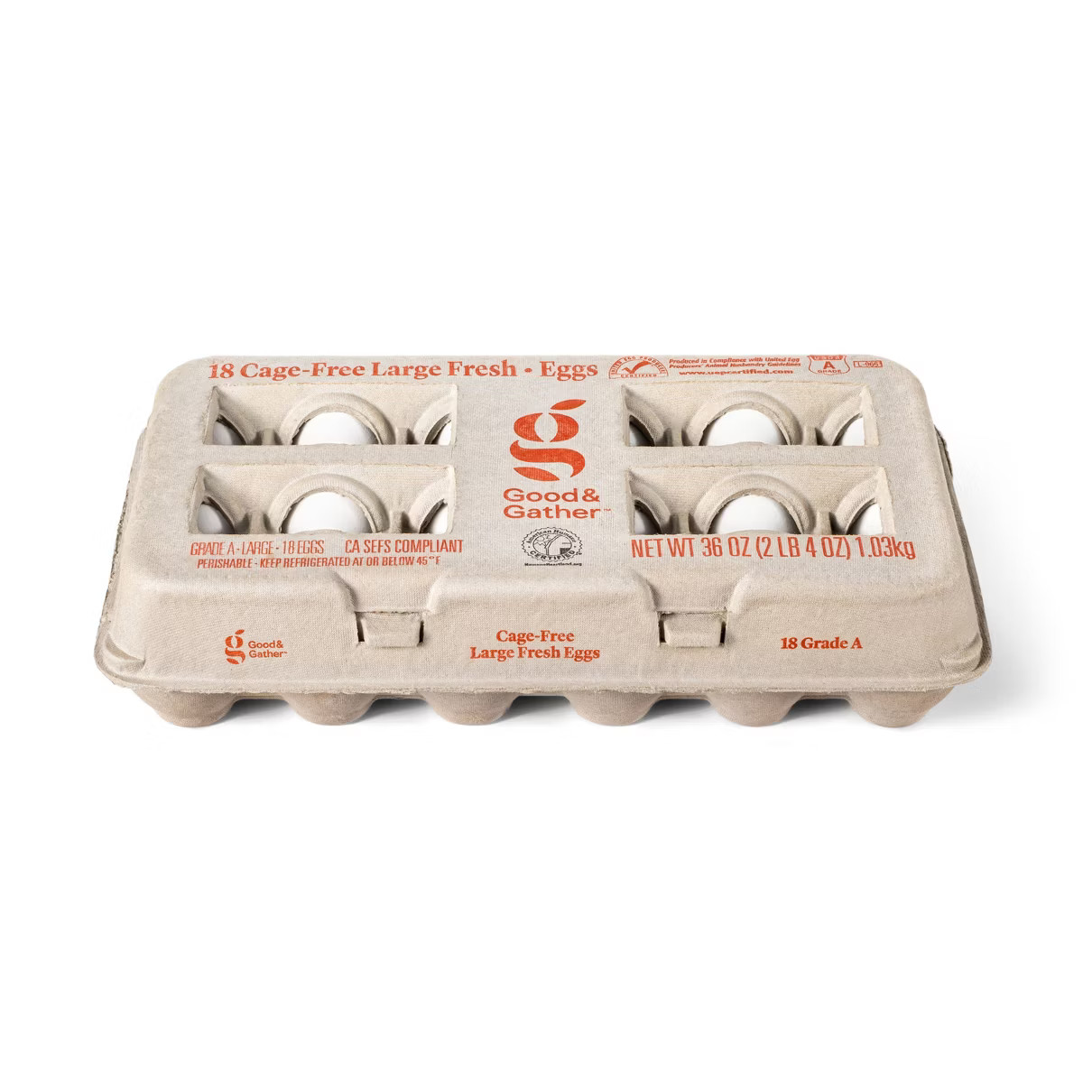 Cage-Free Large White Fresh Grade A Eggs (CA SEFS Compliant) - 36oz/18ct - Good & Gather™ (Pack... | Target