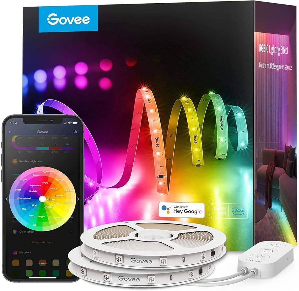 Govee 100ft RGBIC LED Strip Lights, Smart LED Lights Work with Alexa and Google Assistant, LED Li... | Amazon (US)