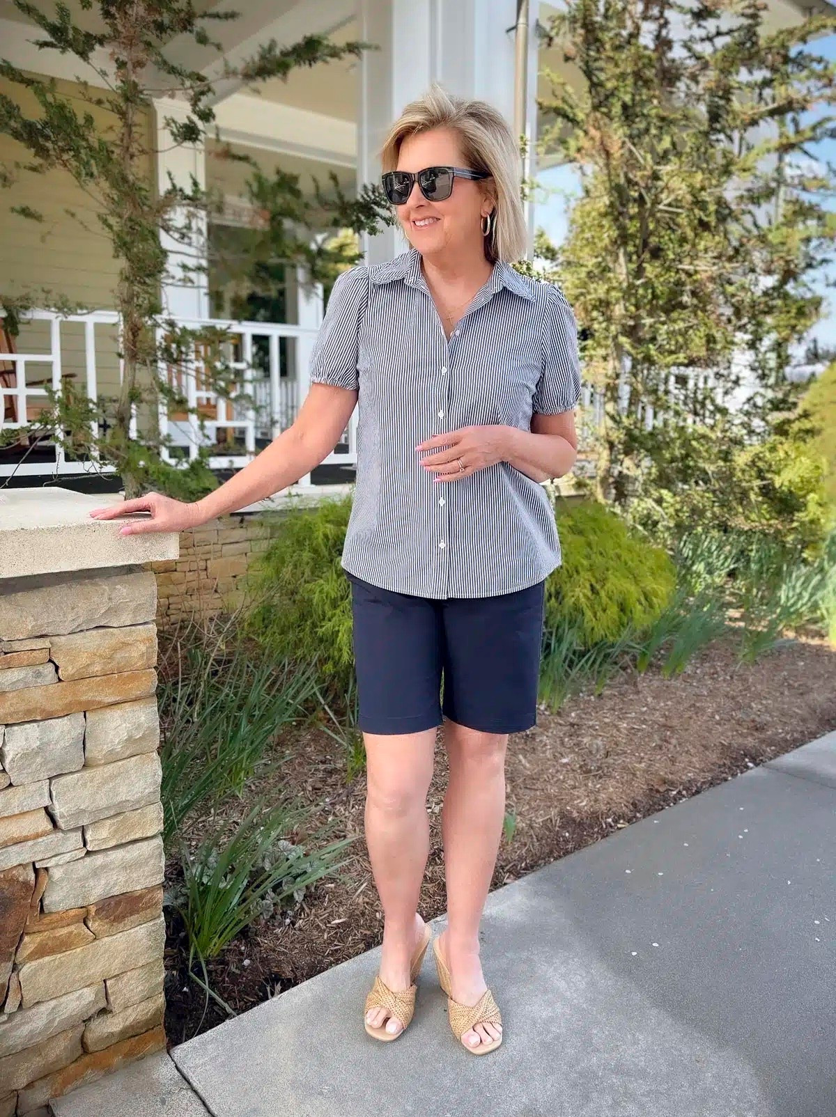 My espadrille wedges are the focus of my outfit today and are a staple for Spring and Summer. I have linked a similar top from Amazon and it comes in multiple colors! My Bermuda shorts are a size 8. 

#LTKMidsize #LTKOver40 #LTKootd