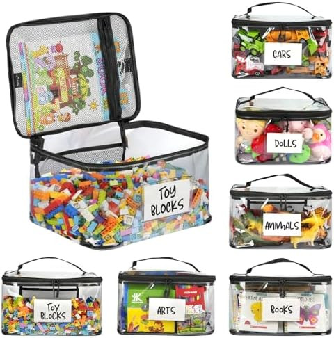 6-Pack Extra Large Toy Storage Bags with Zippers & Labels, Reusable Clear TPU Waterproof Organize... | Amazon (US)