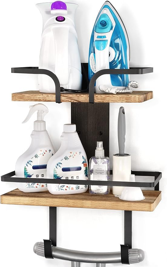 VINAEMO Ironing Board Hanger Wall Mount, 2-Layer Iron and Ironing Board Holder, Laundry Room Shel... | Amazon (US)